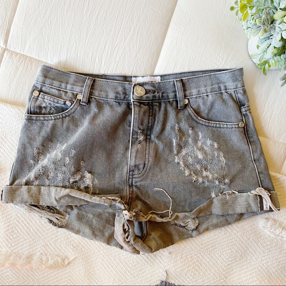 One Teaspoon Phantome Hawks Distressed Shorts